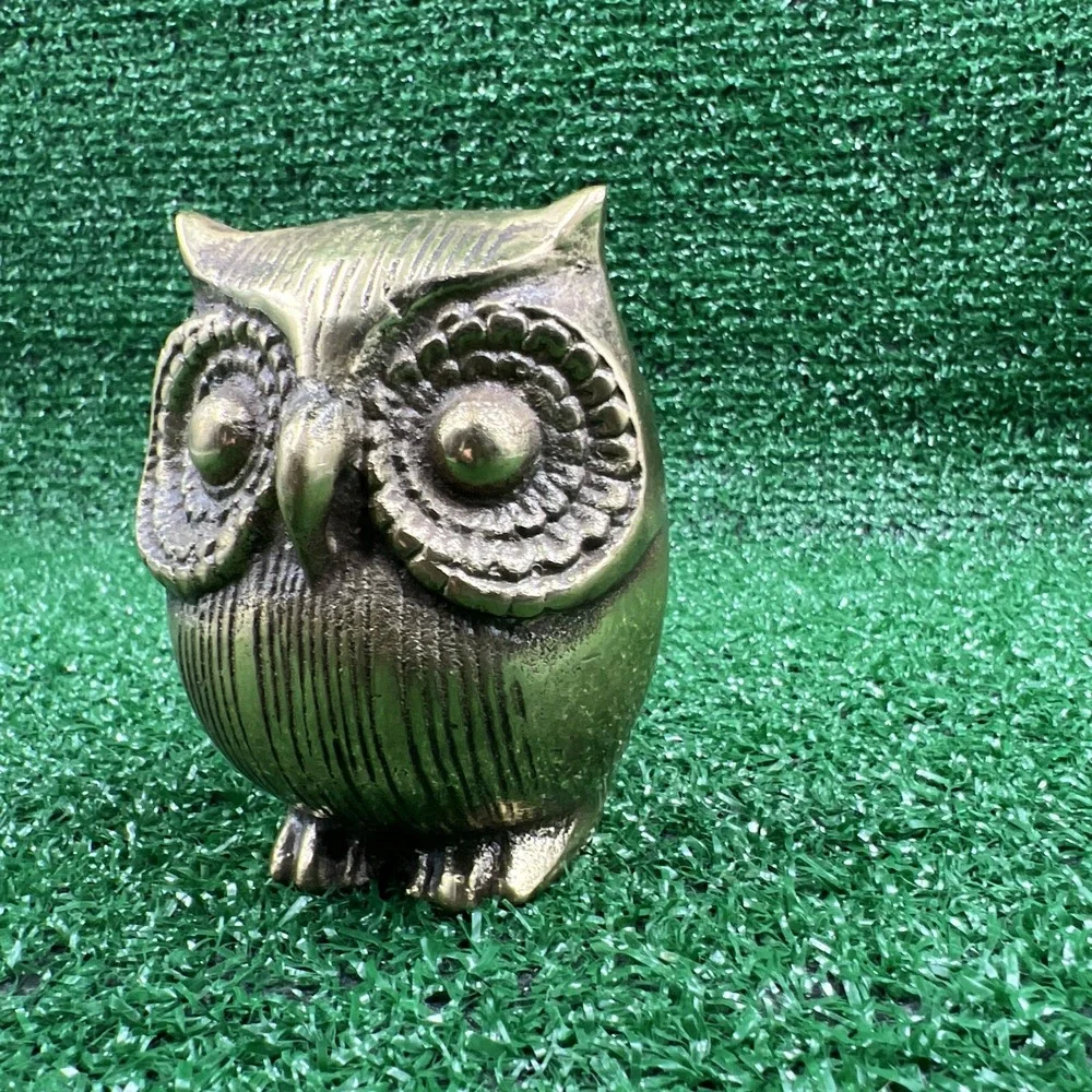Seiden‎ Vintage Brass Owl Figurine Miniature Statue Paperweight